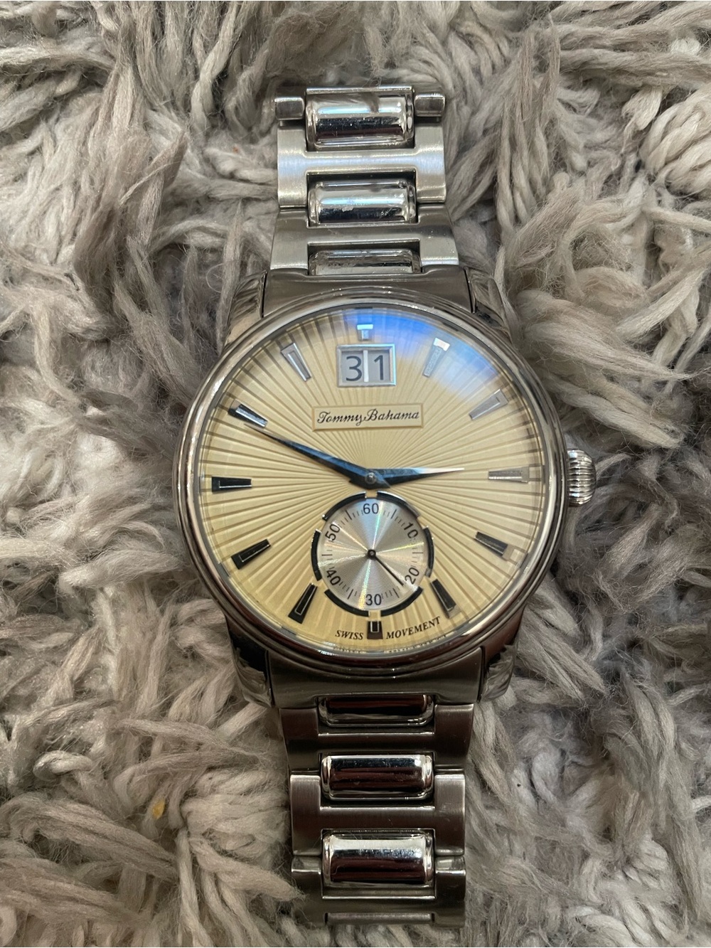 Tommy Bahama TB3040 Men's Stainless Steel Quartz Watch with Champagne Sunburst